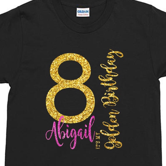Camiseta negra de cumpleanos dorada personalizada con edad y nombre glitter brillo Etsy Mexico