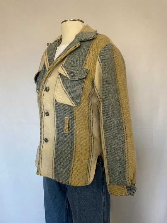 Vintage 70s blue and tan jacket