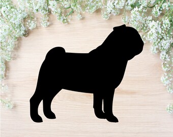 Pug Dog SVG, Pug Cut File, Pug DXF, Pug Mom Instant Download, Pug PNG, Pug Cut File Cricut File Silhouette File