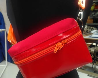 Pink/red/orange shoulder bag (vegan and upcycled)