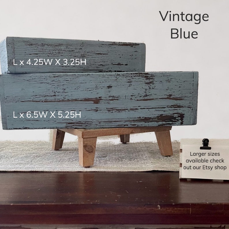 Reclaimed Wood Indoor/Outdoor Planter Box Great for Succulents, Cactus, Wooden Planter Box, Planter Vintage Blue