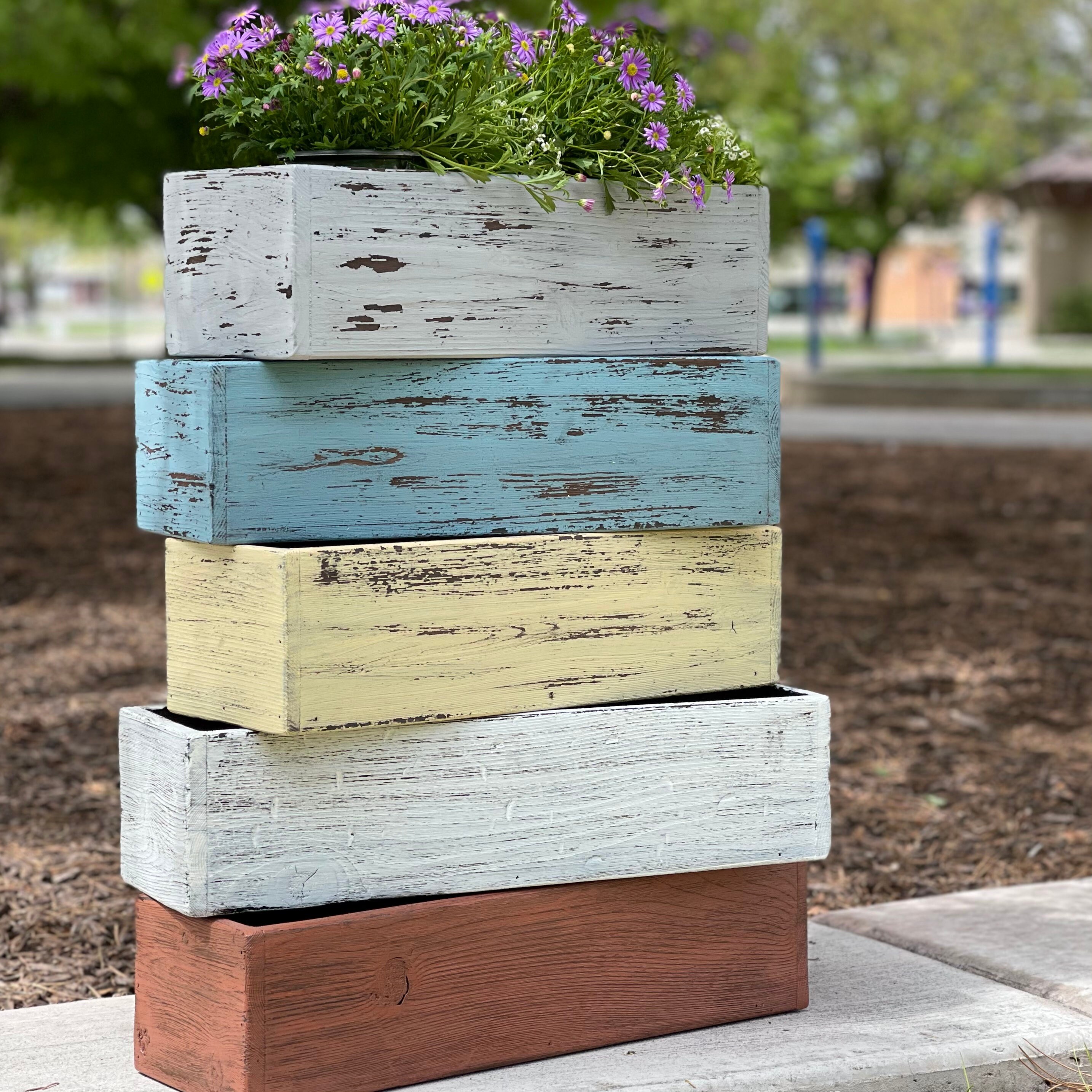 Reclaimed Wood Distressed Paint Indoor/Outdoor Planter Box Etsy