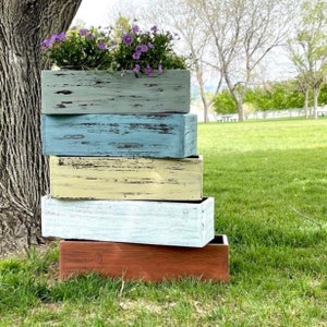 Reclaimed Wood Distressed Paint Indoor/Outdoor Planter Box Great for Succulents, Cactus, Wooden Planter Box, Planter