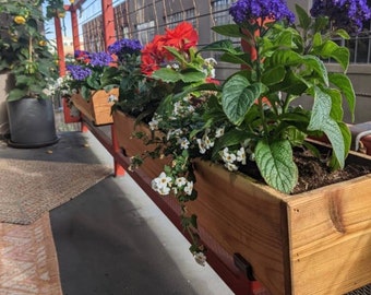 Cedar Railing Planter Box with Brackets, Balcony Planter Box, Hanging Planter Box, Deck Rail Planter Box, Reclaimed Wood Planter Box