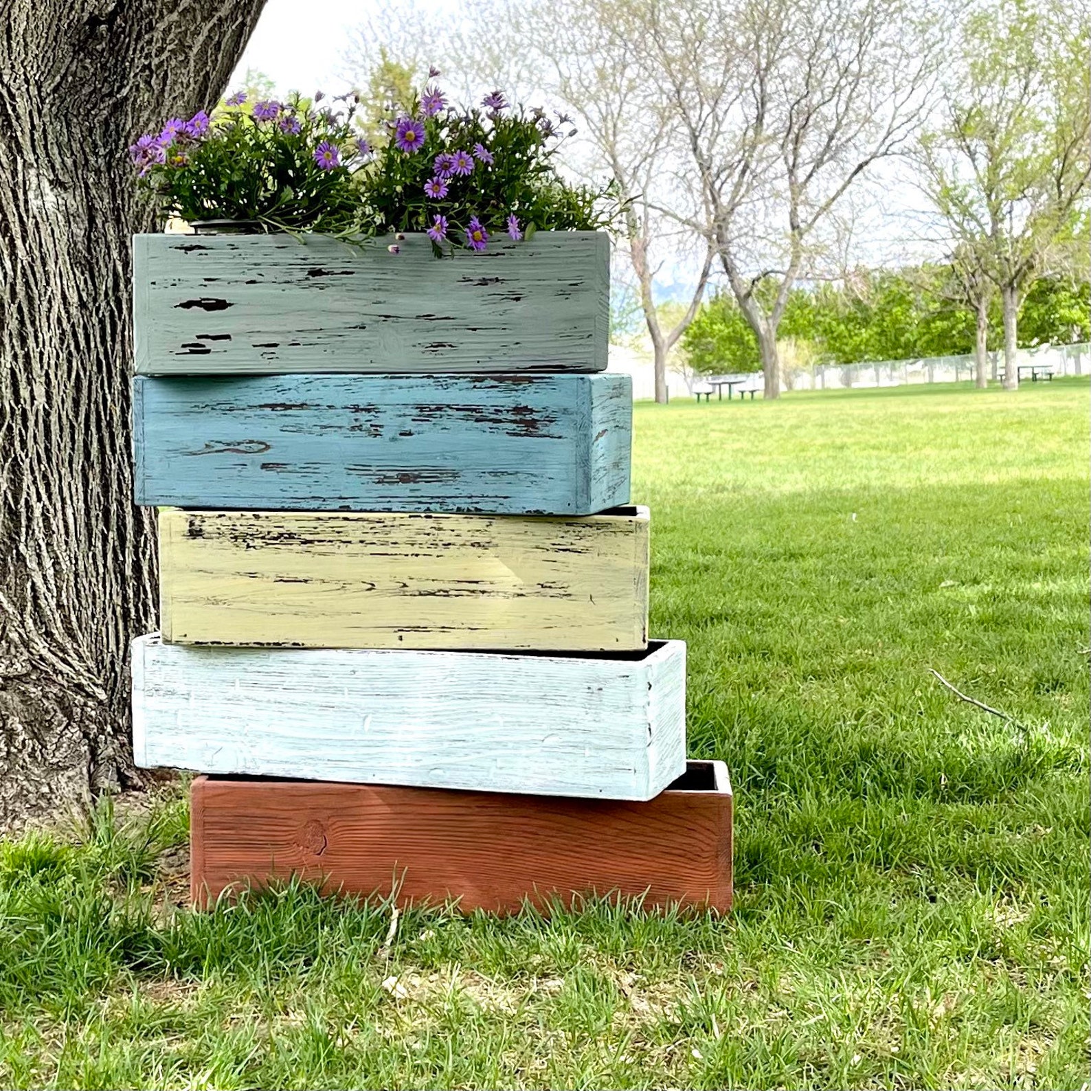 Reclaimed Wood Distressed Paint Indoor/Outdoor Planter Box Etsy