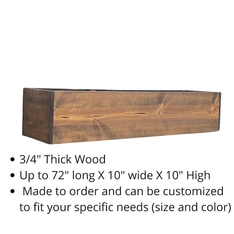Large Wood Planter Box, Indoor/Outdoor Planter Box Great for Flowers, Plants, and Vegetables Wooden Planter Box, Window Planter Box image 4