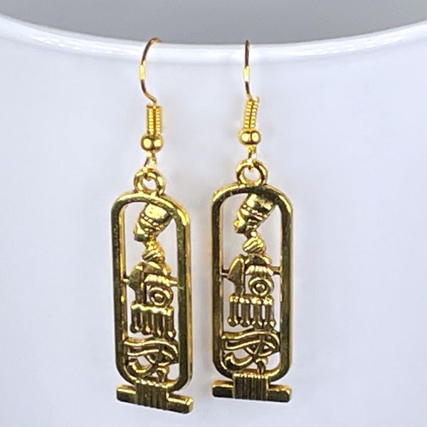 RETRO EGYPTIAN EARRINGS gold plated trend cool eye cleopatra gift for her