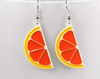 ORANGE SLICE EARRINGS enamel orange retro earrings cool earrings cute quirky gift for her vintage look