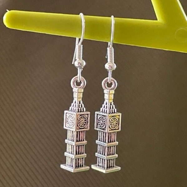 PENDIENTES BIG BEN Charm torre del reloj plateado