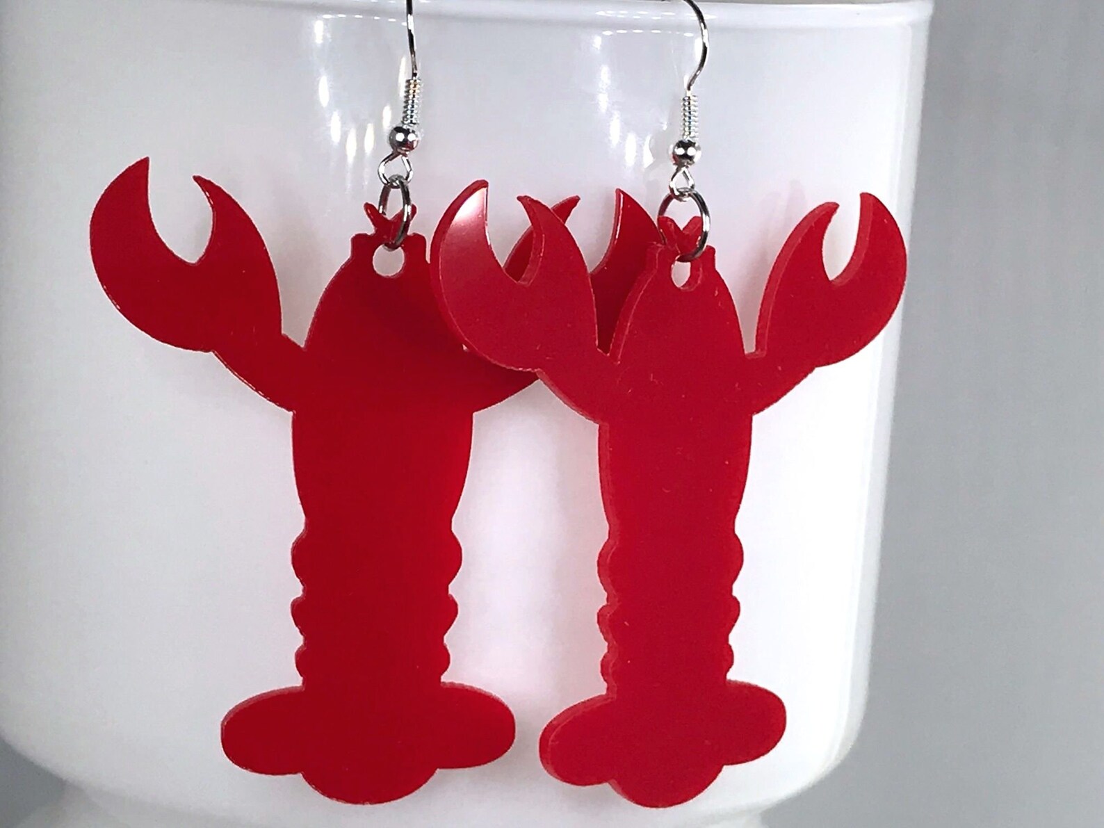 RED LOBSTER EARRINGS Acrylic Laser Cut Cute Earrings Quirky Etsy
