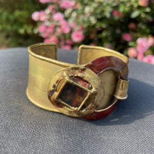 Vintage Brutalist creative copper african bangle cuff gorgeous adjustable