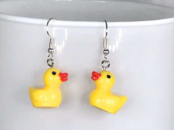 PICCOLI ORECCHINI A FORMA DI ANATRA kawaii carini regalo eccentrico per lei orecchini fantastici retrò dolci - Italia