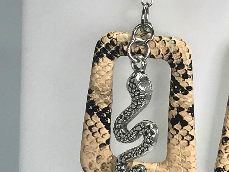 SNAKESKIN EARRINGS snake faux snakeskin cool earrings seventies cute quirky gift for her retro funky earrings vintage look statement