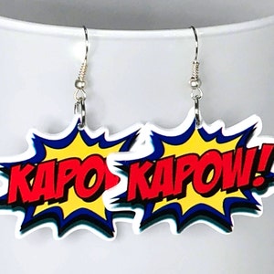 KAPOW EARRINGS acrylic cartoon kawaii flatback planar