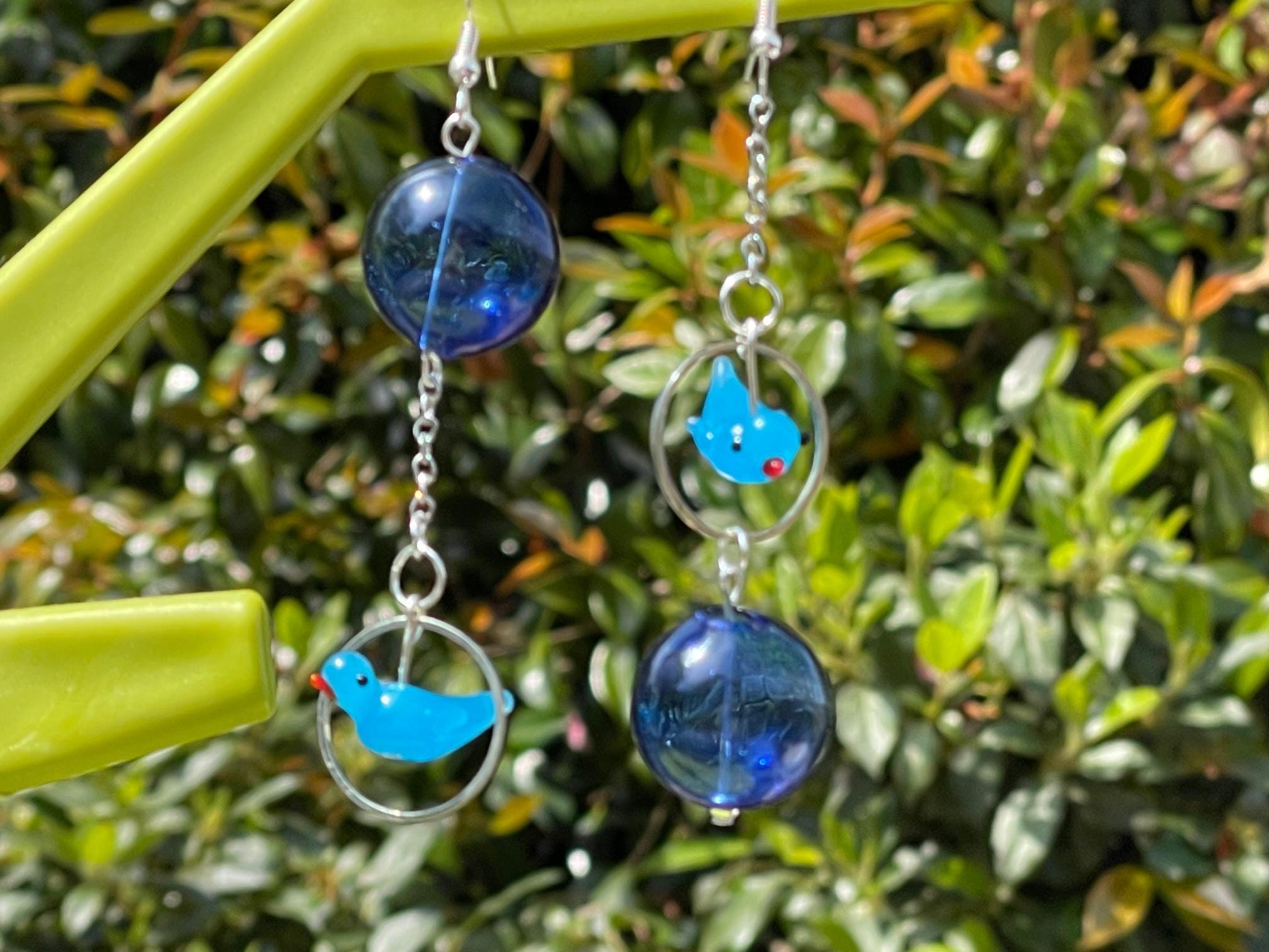 Orecchini In Argento Sterling 925 Con Uccellino Blu In Fimo – Fattti A Mano – 1,2 Cm – Confezione Regalo