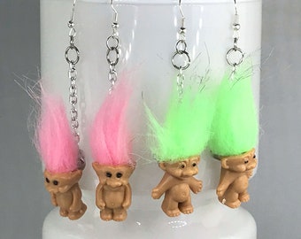 TROLL DOLL EARRINGS retro several colours