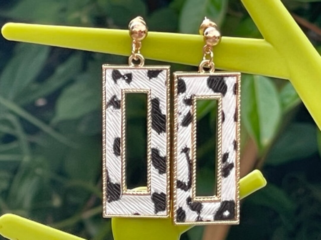 Boucles D'oreilles Pendantes Vintage Design Animalier - Plaqué Argent, Fermoir Dormeuse - Occasion