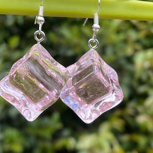pink ICE CUBE EARRINGS resin kawaii punk retro