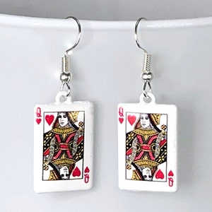 QUEEN OF HEARTs earrings enamel playing card gamer lucky Y2K