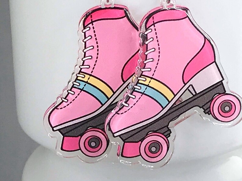 PINK ROLLER Skate EARRINGS Retro Acrylic Kawaii Seventies Etsy
