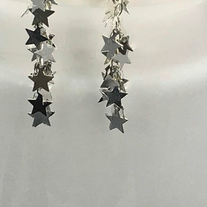 SILVER STAR EARRINGS Chain Cascade Choose Length Long Length Kawaii ...
