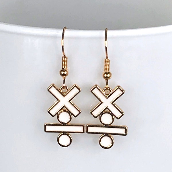 MATH EARRINGS enamel GEEKDOM multiply divide signs gold plated