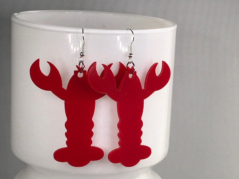 RED LOBSTER EARRINGS acrylic laser cut cute earrings quirky Etsy