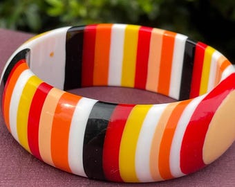 バングルブレスレット ヴィンテージ オレンジ ワイド 70年代 ルー