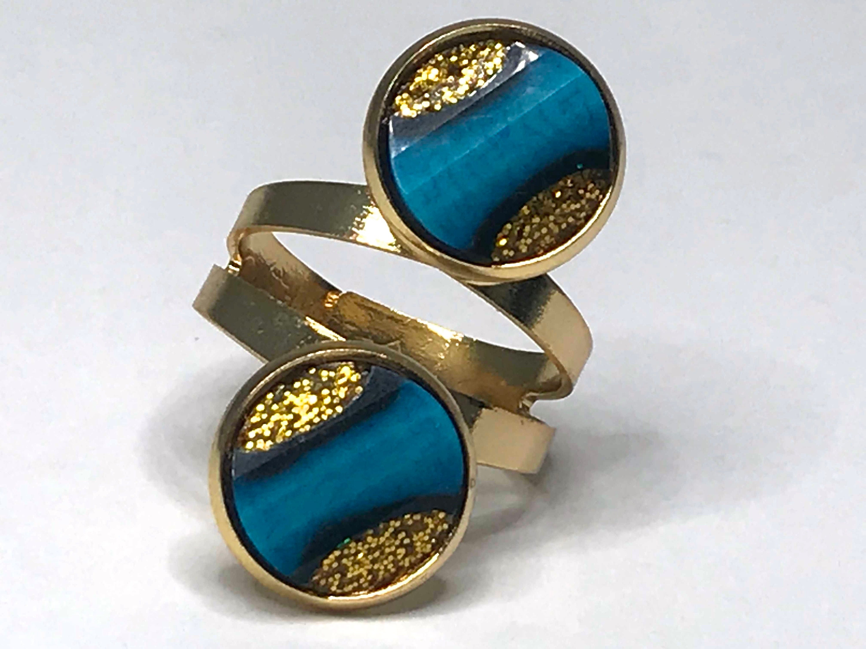 GOLD GLITTER RING resin glitter adjustable fits all sizes Etsy