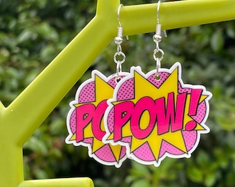 POW! EARRINGS flatback planar resin cartoon fandom comicon