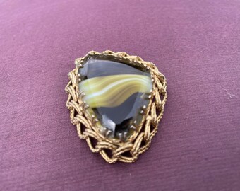 ヴィンテージ サイン入り Exquitse フェイクアゲートペーストガラス