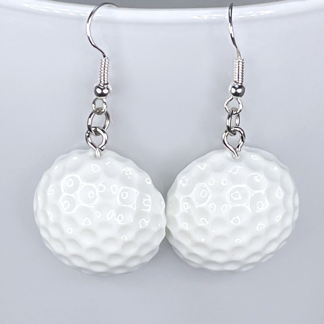 GOLF BALL EARRINGS Kawaii Resin Flatback Cabochon Acrylic Gift for
