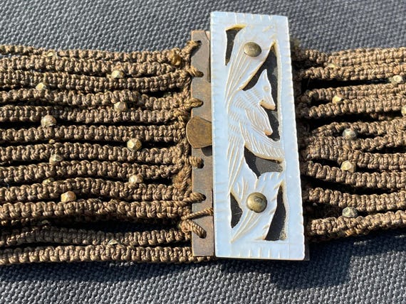 Victorian Mourning Bracelet Hair Gilt Metal Clasp Mother of Pearl
