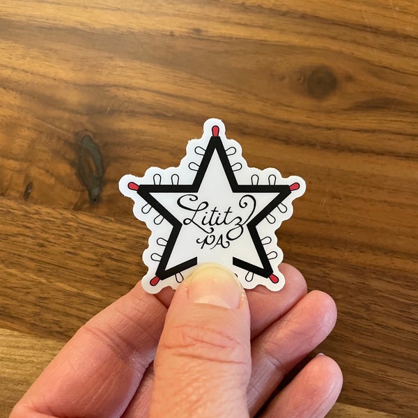 Lititz, PA vintage Christmas lamp post star 2” vinyl sticker, die-cut, water proof, bumper sticker