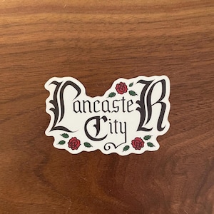 Lancaster, PA Gothic Style Aufkleber, Souvenir aus Lancaster City und Lancaster County, Pennsylvania, wasserdichter gestanzter Vinylaufkleber