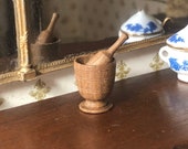 Miniature woodturned mortar and pestle walnut
