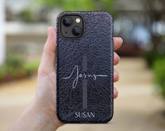 Personalized Christian Cross iPhone Case: Jesus Tough Phone Cover