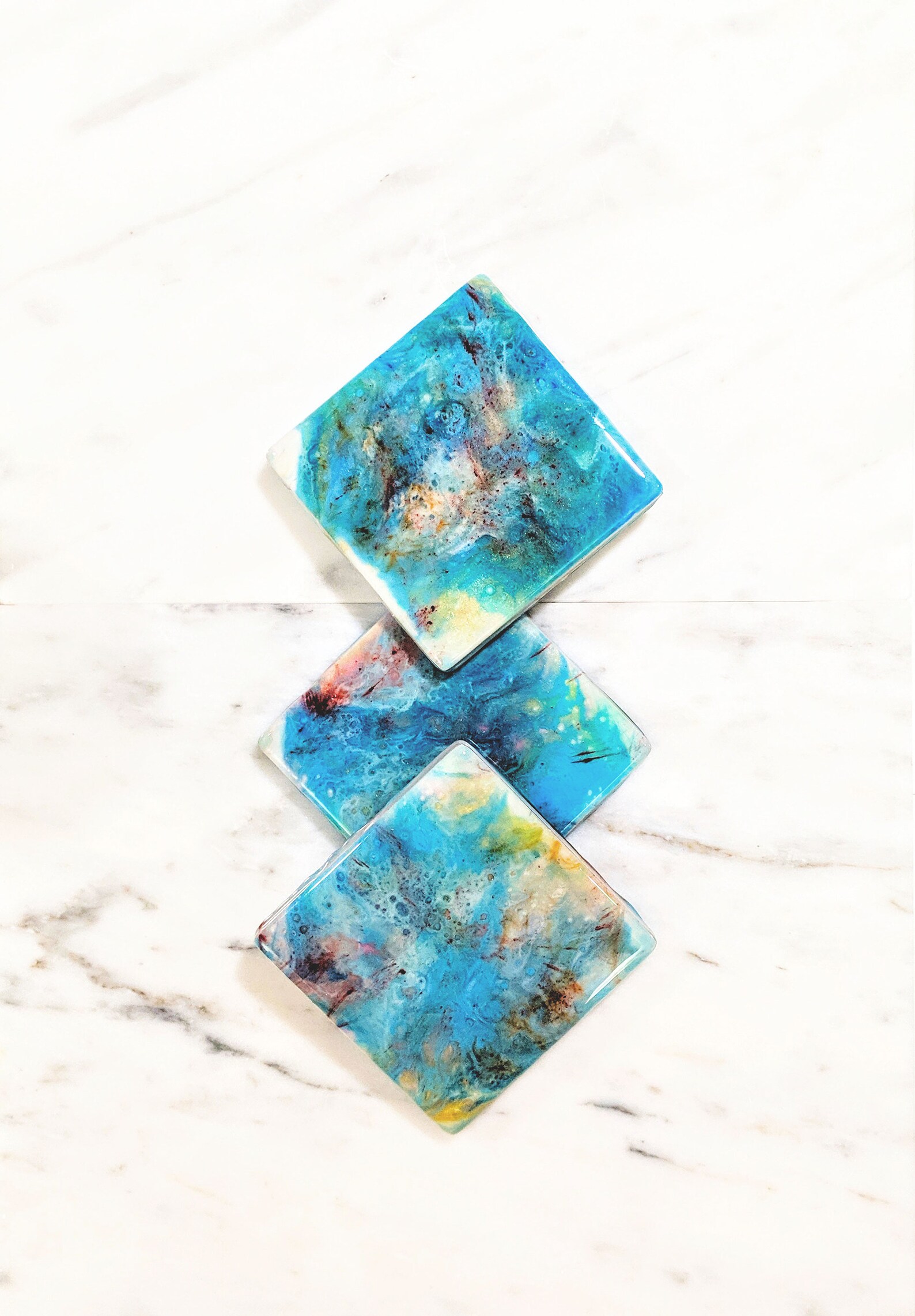 Resin Ceramic Tile Drink Coasters Set Kitchen Decor Unique Etsy