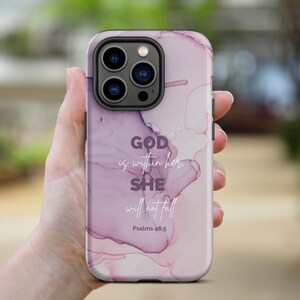 Psalm 46:5 Bible Verse iPhone Case, God Is Within Her She Will Not Fall Phone Case For iPhone 16 15 14 13 12 11 Plus, Pro, Pro Max and mini
