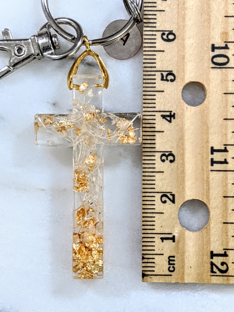 Resin Cross Personalized Keychain Custom Initial Pressed Etsy