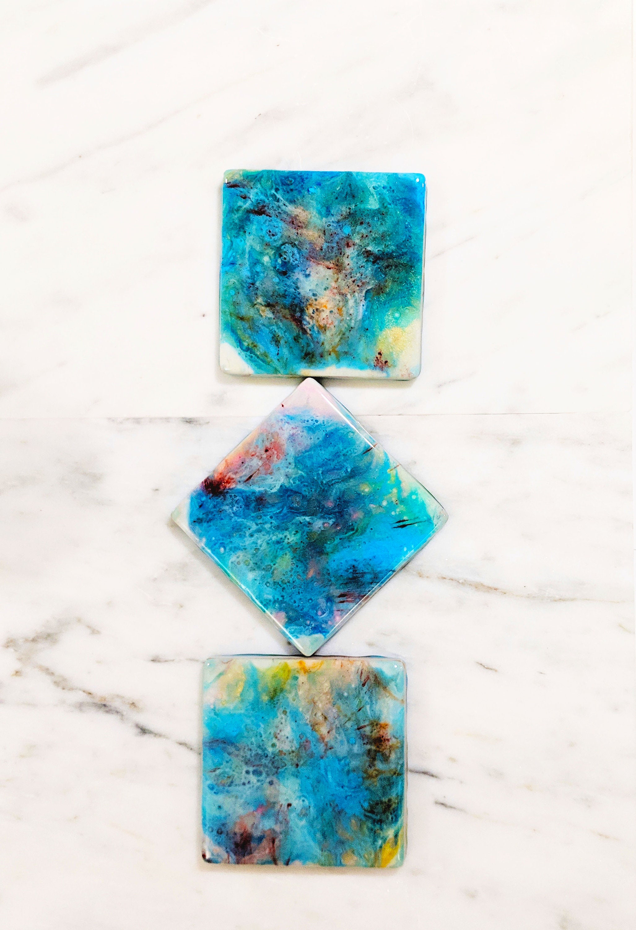 Resin Ceramic Tile Drink Coasters Set Kitchen Decor Unique Etsy