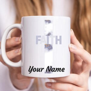 Personalized Christian Mug, Cross Coffee Mug, Custom Christian Gift For Her, Baptism Gift, Spiritual Mugs, Bible Study Gifts, Catholic Mug