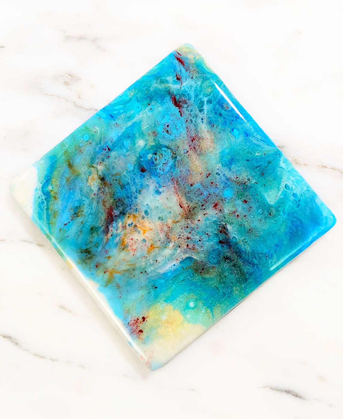 Resin Ceramic Tile Drink Coasters Set Kitchen Decor Unique Etsy
