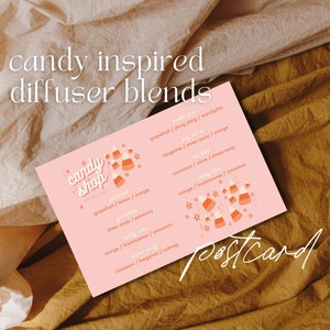 Postal de mezclas de difusores de Halloween, mezclas de difusores de dulces, postal rosa de Halloween, postal de Young Living, producto físico, tarjeta de notas,