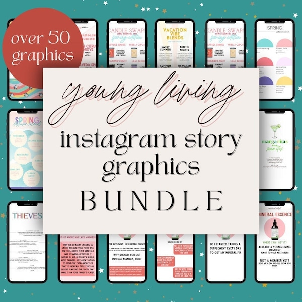 Young Living Instagram Stories Bundle / Over 50 Instagram Story Graphics / Diffuser Blends / Valentine's Day / Holidays / Essential Oils