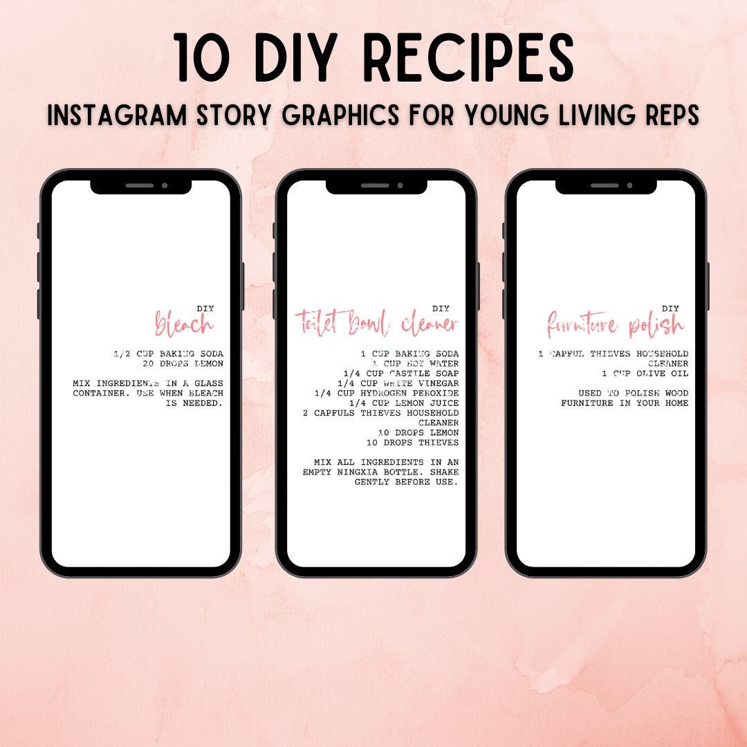 DIY Young Living Recipes for Instagram Stories / Young Living Etsy