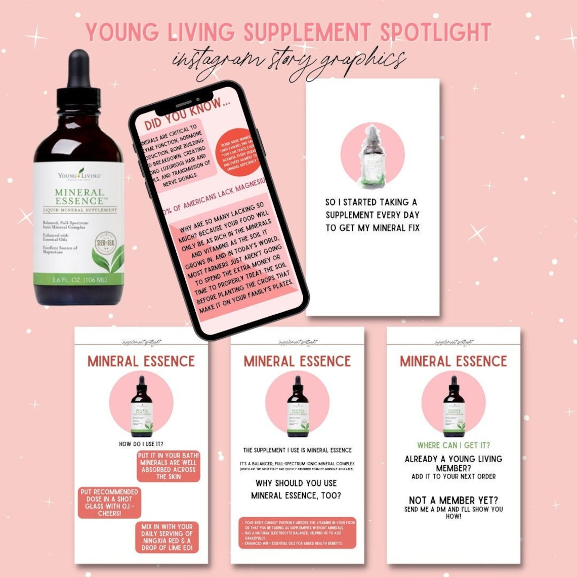 Young Living Supplement Spotlight, Mineral Essence, Instagram Story Graphics / Increase Young