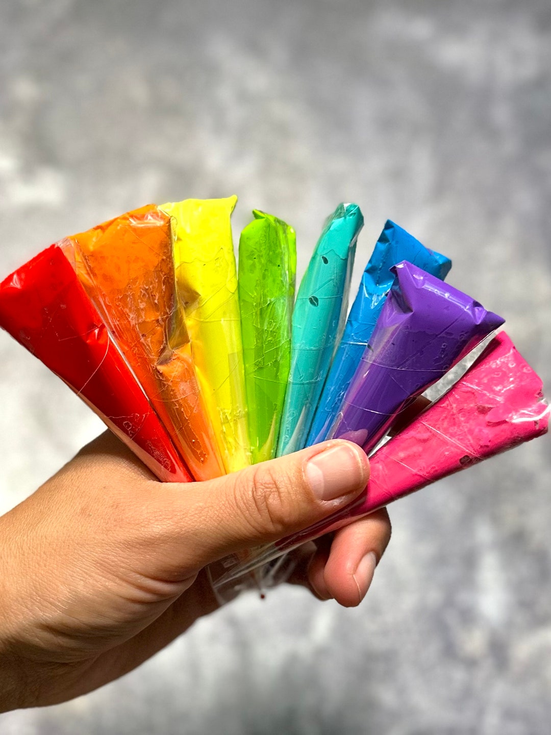 8pc Rainbow Paint Cone Set Filled Paint Cones Amsterdam Acrylics Filled