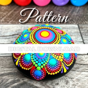 Rainbow Flower Mandala PATTERN-DIGITAL DOWNLOAD dot mandala pattern dot art tutorial step by step dot mandala painting rainbow dot mandala