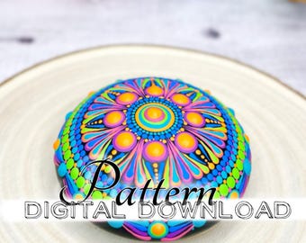 Wildflower Stone Guide PATTERN-DIGITAL DOWNLOAD dot mandala pattern dot art tutorial step by step dot mandala painting